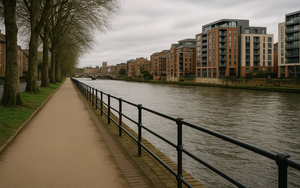 The River Tyne riverside path near Newcastle Quayside on Hadrian's Wall Path