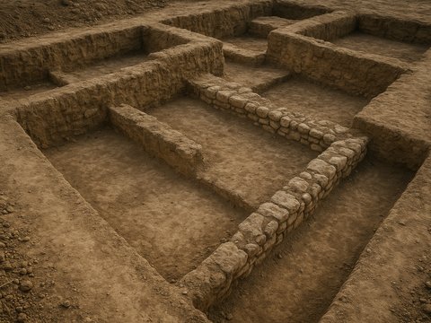 Ongoing excavation trenches at Vindolanda Roman fort and settlement