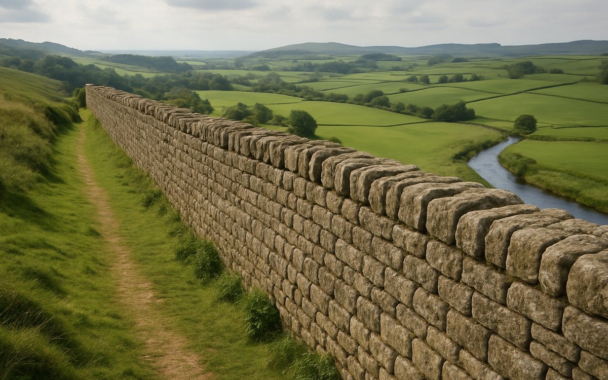 The longest visible stretch of standing Hadrian's Wall near Birdoswald