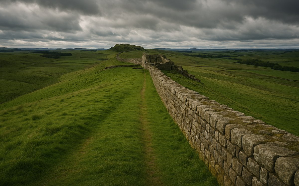 The longest continuous visible stretch of Hadrian's Wall near Birdoswald Fort