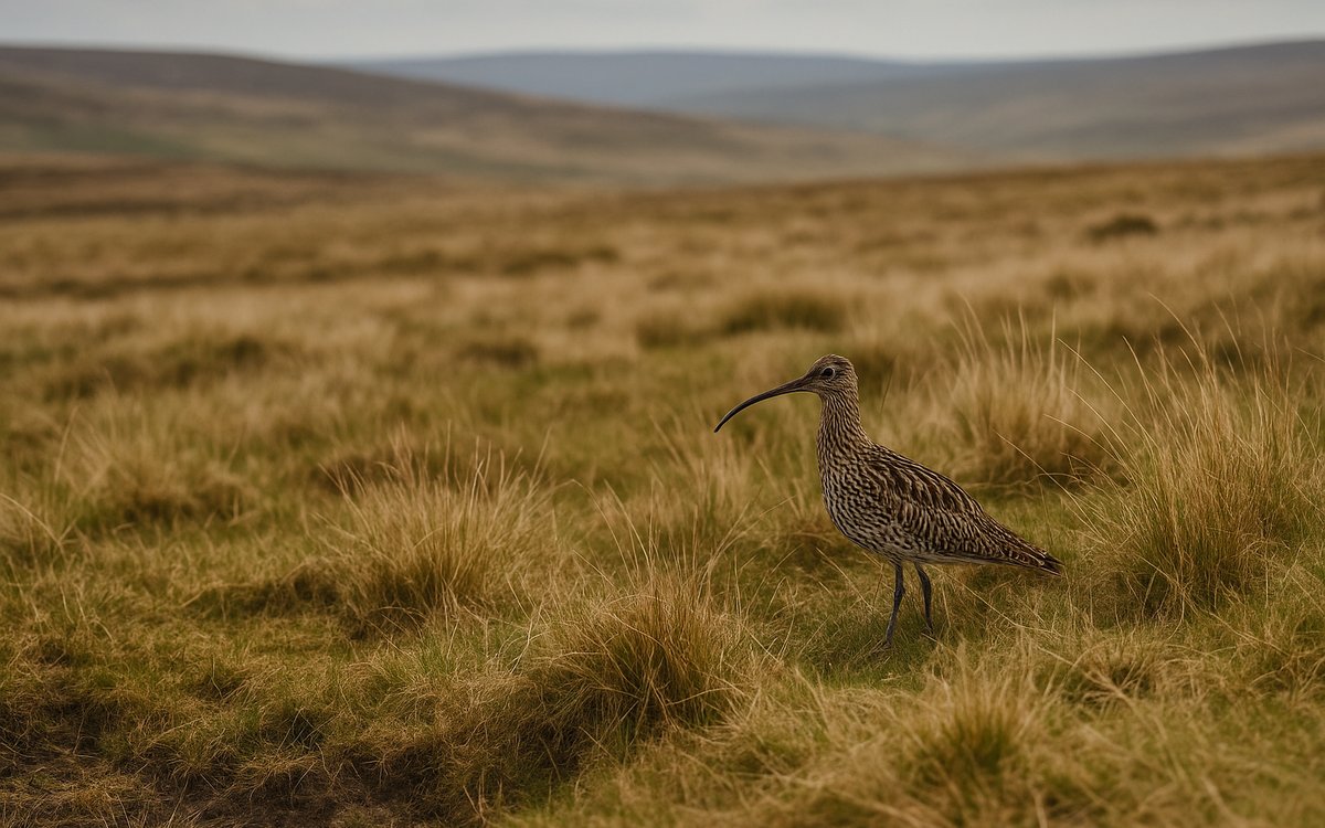 Open moorland and rough grassland beside Hadrian's Wall Path, curlew habitat